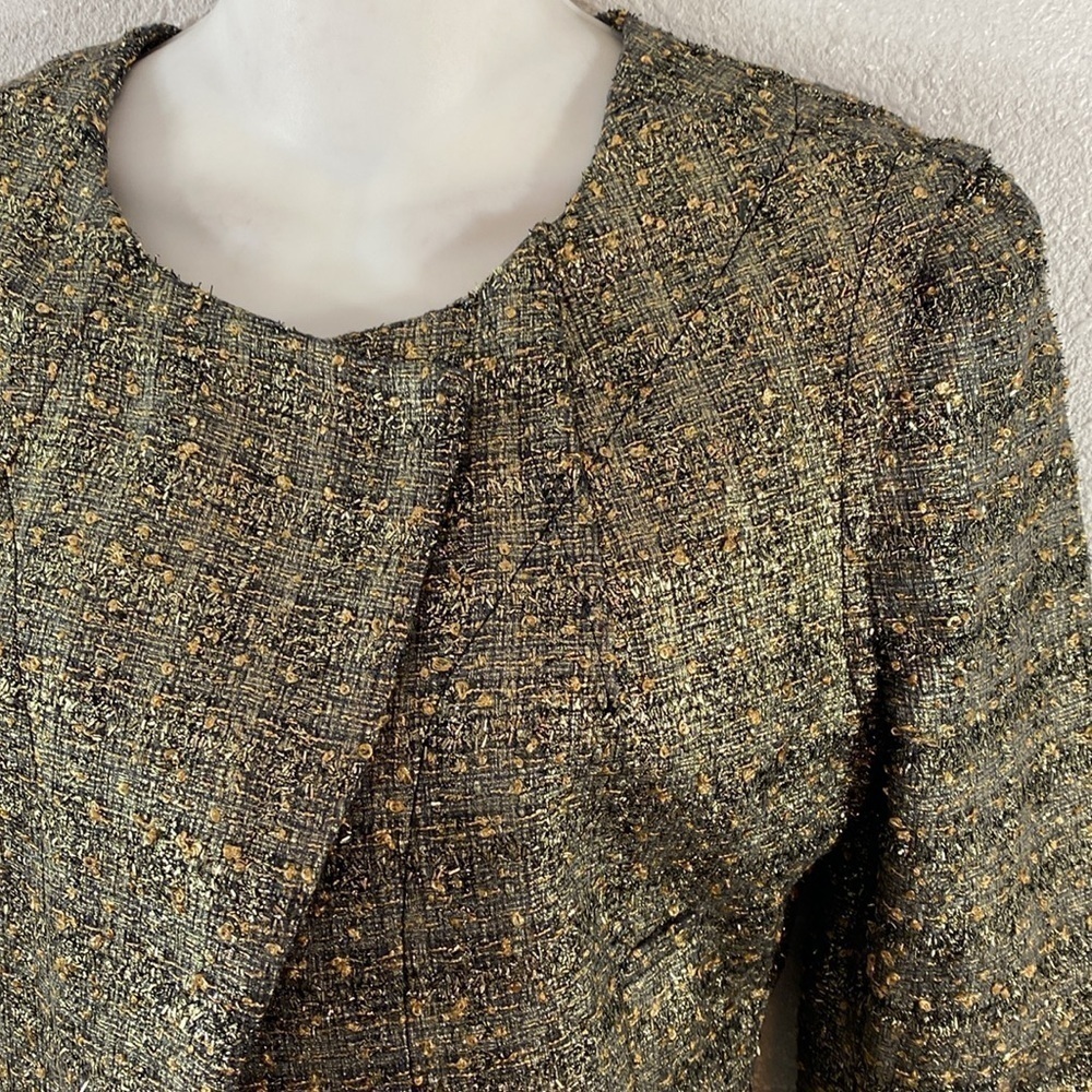 Xoxo metallic gold black tweed crop blazer Large L - Picture 3 of 13